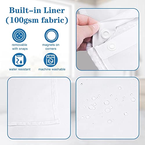 Lavsils 2 Pcs White Waffle Shower Curtain Set With Liner, Bathroom Sets With Shower Curtain Set And Rugs And Accessories,Bathroom Sets With Rugs,Shower Curtain For Modern Bathroom Decor #TOP4