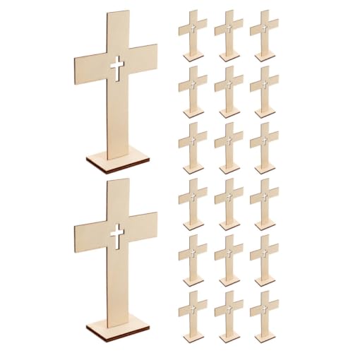HOLIDYOYO Small Wooden Cross Ornament Decorative Cross Figurine