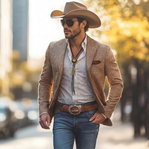 Image of 10 Pcs Bolo Tie for Men Women Western Cowboy Accessories Leather Necktie with Tiger Eye Stone Costume Accessories
