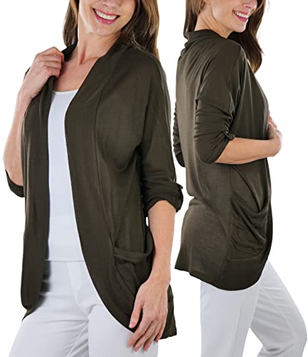 Image of ToBeInStyle Womens Open Front Casual Shrug Lightweight Layering Cardigan Sleeveless or Short Sleeve