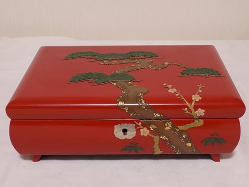 【未使用品】 山中漆器 翔鶴 オルゴール付き宝石箱 共箱付 アンティーク 骨董品 未使用品】 山中漆器 翔鶴 オルゴール付き宝石箱 共箱付