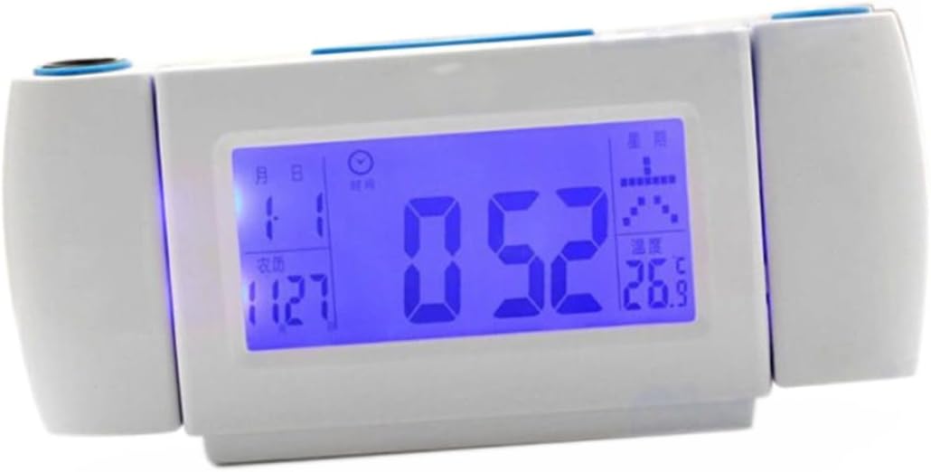 PRETYZOOM Voice-Controlled Projection Alarm Clock Digital Boys and Girls Alarm Clock Vibration Date Temperature Display