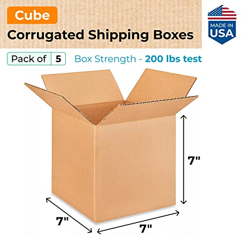 Idl Packaging Cube Corrugated Shipping Boxes 7"L X 7"W X 7"H (Pack Of 5) - Excellent Choice Of Strong Packing Boxes For Usps, Ups, Fedex Shipping - Easy-To-Recycle Cardboard Boxes For Packaging #TOP1