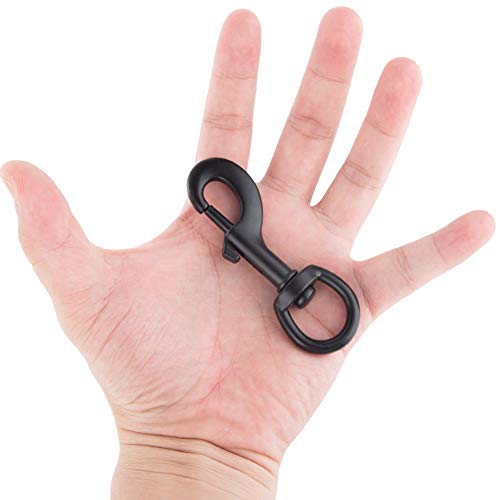 Aowesm 4-Pack Swivel Lobster Claw Clasp Spring Loaded Snap Trigger Clip Zinc Alloy Single Ended Bolt Snap Hooks For Pet Lanyards And Dog Leashes, 3/4 Inch Eyelet Diameter (Round Eyelet, Black) #TOP4