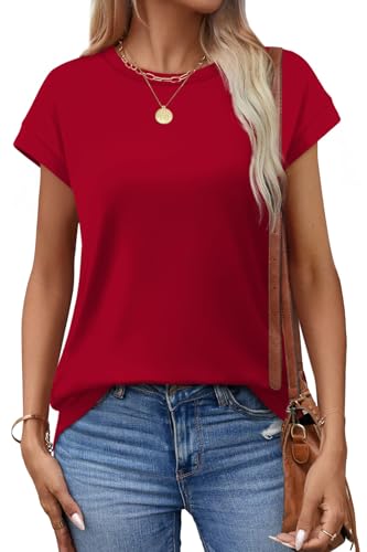Image of Alaroo Womens Summer Tops Short Sleeve Shirts Crew Neck Cute Trendy Tunic Blouses (S-3XL)
