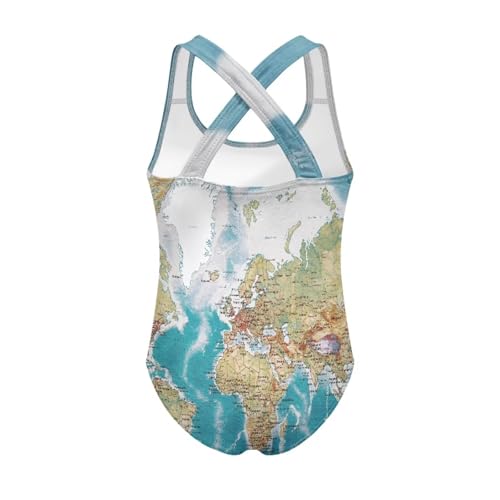 Image of Xpyiqun Swimsuit for Girls One Piece Bathing Suits Size 5-14 Sleeveless Swimwear Cross Shoulder Strap Swimming Wear