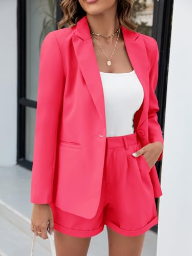 Vibrant Rose Red Women’s Blazer and Shorts Set - Image 5