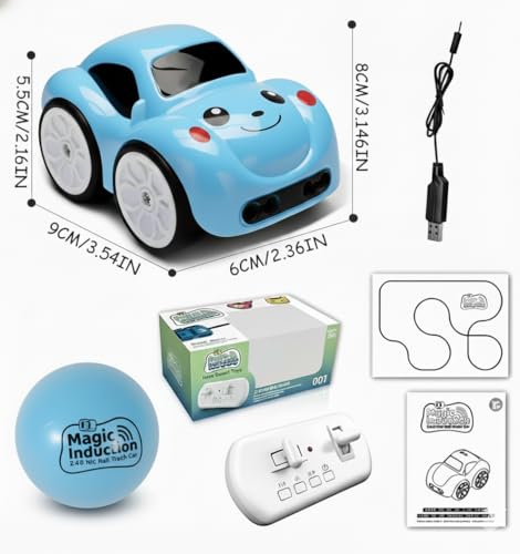 Image of Mini RC Intelligent Sensor Stunt Car Toy for Kids 3-8 | 4 Smart Modes: Follow Object, Chase, and Follow Track, Rechargeable Cartoon Car with Music & Bright LED Light | Best Birthday Gift for Kid(Blue)