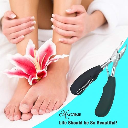 Image of MAYCREATE Toe Nail Clipper for Ingrown or Thick Toenails, Heavy Duty Toenail Trimmer Nail Clipper Pedicure Tool with Long Handle and Soft Grip for Seniors