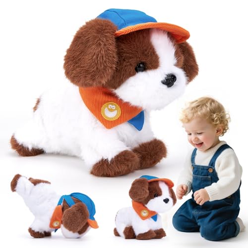 hahaland Robot Dog Realistic Interactive Plush Kids Toy Voice Controlled Talking Acts Like a Real Puppy with 12 Commands, Singing & Dancing, Emotional Support Pet Toy Gift for Boys & Girls Ages 3+
