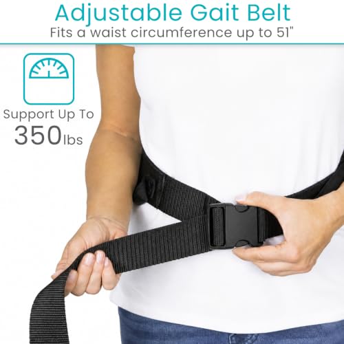 Image of Vive Gait Belt with Handles - Patient Transfer Belt w 7 Padded Handles