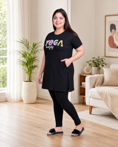 Image of In Love Women's Printed Cotton Plus Size Longline T-Shirt with Pockets | Cotton fabric - soft longline T-shirt with easy plus-size fit