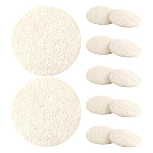 Housoutil Natürlicher Luffa Peeling Schwamm 12 Stück Wiederverwendbare Gesichtsreinigungspads für Make Up Entfernung Tiefenreinigung und Glatte Haut Sanfter Badeschwamm für Hauttypen