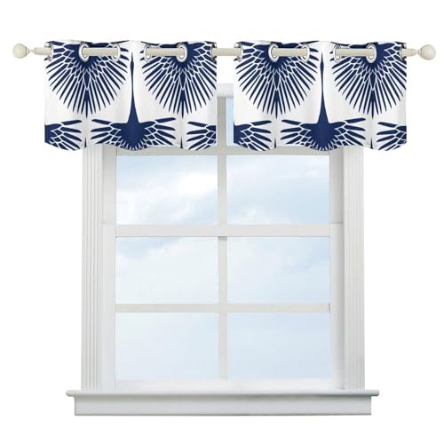 Cenefas de cortina de cisne azul marino de 52 x 18 in, cortinas cortas chinas 3