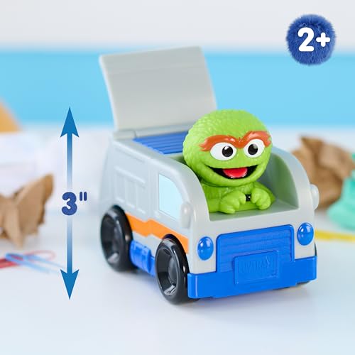 SESAME STREET Twist and Pop Wheelies 3-Pack Preschool Toy Vehicles, Includes Elmo, Cookie Monster, and Oscar, 3" Interactive Toy Cars for Fans, Boys, Girls, Kids, Ages 2 and Up by Just Play