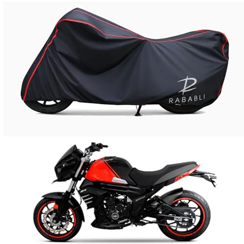 Image of Waterproof Bike Body Cover Compatible for | Mahindra MOJO XT 300 BS6 | Taffeta Fabric, Red Piping Design, Bottom Elastic Fit | Dustproof, Sun UV & Rain Protection for All Bikes