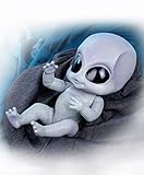 Novinose Realistic Alien Baby Doll 14 inch 35cm Outer Space Cute Grey Alien Doll Toy for Boys Girls Birthday Gift