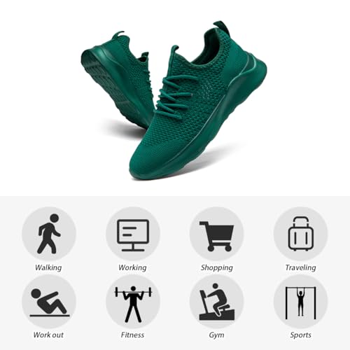 Running Shoes for Men Slip on Tennis Shoes Fashion Sneakers Lightweight Breathable Casual Walking Shoes Outdoor Workout Athletic Training Gym Trainer Sport Dark_Green Size 8.53