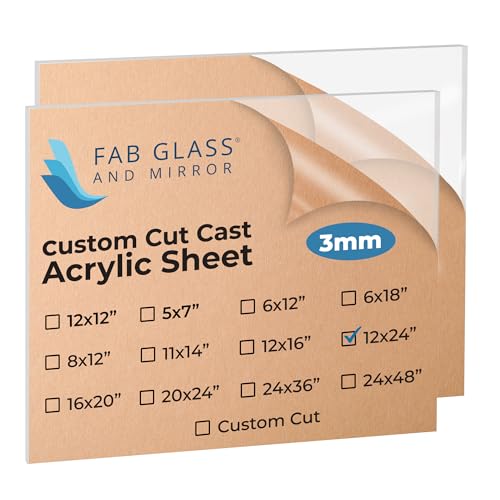 Plastic PET Acrylic Plexiglass Sheet 12x24, 3mm thick, clear