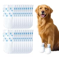 20pcs Disposable Dog Socks Waterproof Dog Boots for Injured Pet, with Bandage Dog Paw Protectors Stop Licking Disposable Pet Socks Cover for 16-38 lb Dogs Suitable for Indoor & Outdoor Walking