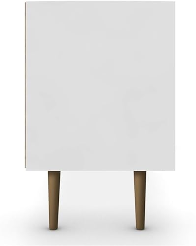 Miniatura 5 de Liberty Collection - Soporte de TV moderno de mediados de siglo con un armario y dos estantes abiertos con patas abiertas, Madera, Blancoimpresión