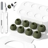 4 Paia Gommini per AirPods Pro 1/2 con Foro Antirumore, Tappi Auricolari in Silicone per AirPods Pro con Kit Pulizia e Custodia Portatile, (XS/S/M/L) Verde Oliva