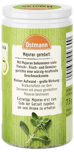 Ostmann Gewürze - Majoran gerebelt | Zum Würzen von Eintöpfen und Kartoffelgerichten | 7,5 g in Streudose
