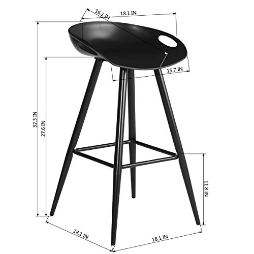 Homy Casa Inc Set Of 2 Modern Simple Bar Stools,32.3" Counter Height Bar Stools Bar Chair With Low Backrest&Footrest For Home Bar Kitchen Dining Room Living Room Pub, Black #TOP1