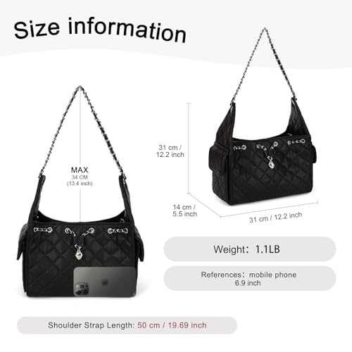 Bolso acolchado para mujer con cadena y correa de cuero miniatura 4