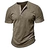Volemo Mens Henley Shirt Short Sleeve Casual T-Shirt Crew Neck Buttons Basic Regular Fit Tops S-3XL (S_Green,Size 3XL) #1