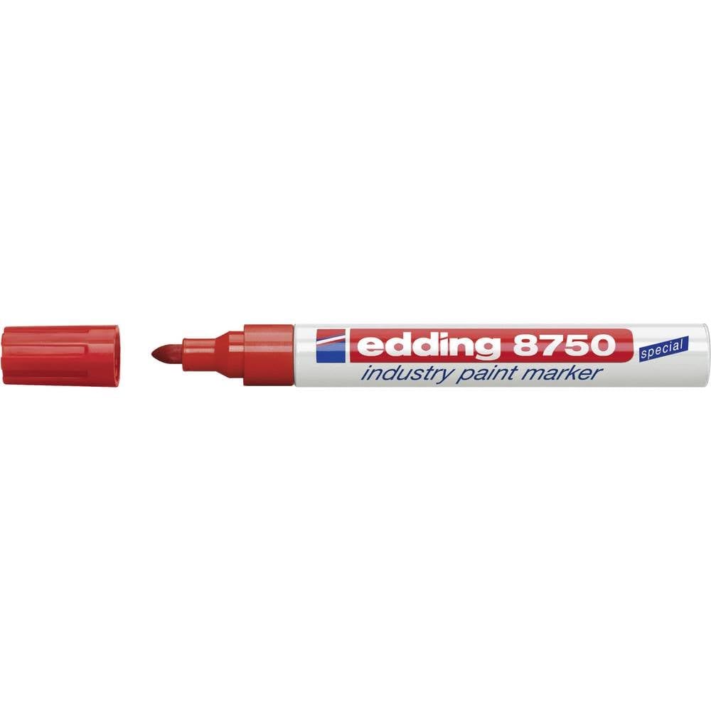 edding 8750 marcador de tinta opaca industrial - rojo - 1 rotulador - punta redonda 2-4mm - rotulador superficies polvorientas, grasientas, neumáticos, metal, vidrio, madera - permanente, impermeable