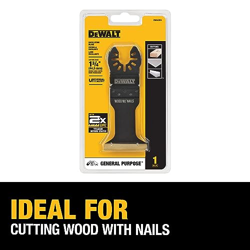 DEWALT Lâmina de ferramenta oscilante para madeira com pregos, ampla, revestida com nitreto de titân