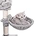 BEWISHOME Cat Tree Condo with Sisal Scratching Posts, Plush Perch, Dual Houses and Basket, Cat Tower Furniture Kitty Activity Center Kitten Play House MMJ06 (Light Grey)