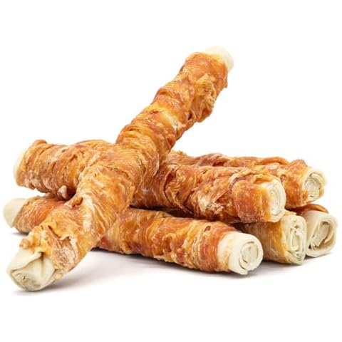 MON2SUN Dog Treats, 9 Inch Chicken Wrapped Rawhide Rolls Dog Snacks, Teeth Cleaning and Long Lasting Dog Chews for Medium and Large Dogs, 23.28oz (6 Count-Pack of 1) Cover