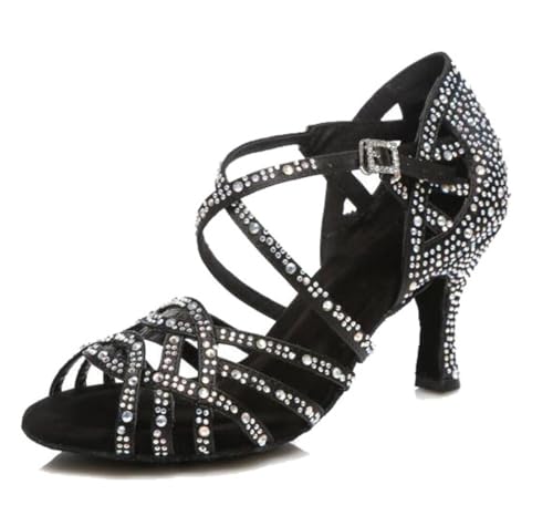 Chaussures danse de salon femme noir d'une élégance rare talon 7.5cm
