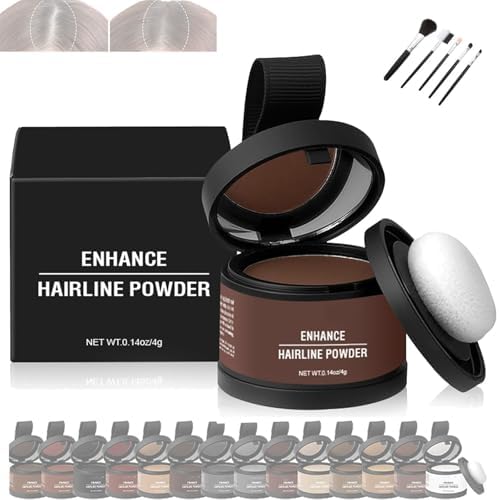 Root Cover Up Hairline Hair Color Powder, Instantly Conceals Hair Loss, Maycheer Hair Rich Shading Powder, 14 Colors Root Touch Up Powder with Mirror, Water Sweat Resistant (Medium Brown)