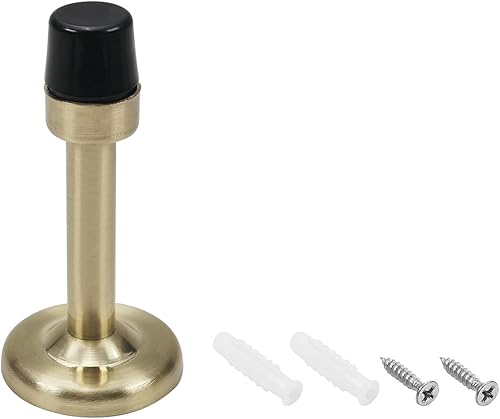 MroMax Tope de puerta parachoques protector de pared amortiguador de sonido soporte de pared con punta de goma, tono dorado, 1 unidad