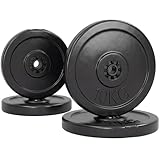 HOMCOM Set di 4 Dischi Pesi per Bilanciere e Manubri Peso Totale 30kg, 2x5kg e 2x10kg, Nero