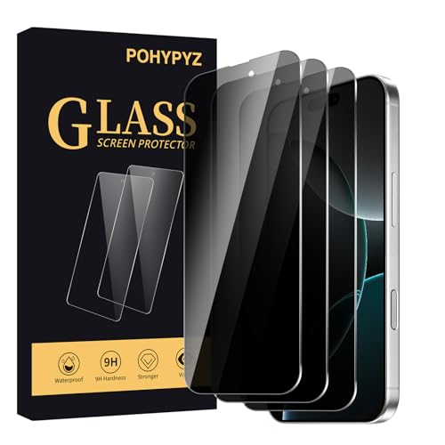 POHYPYZ 2 Pack Privacy Screen Protector for iPhone 17 Pro Max/16 Pro Max,Anti-Spy Tempered Glass Film, Anti-Scratch, 9H Hardness,Compatible phone cases,High definition