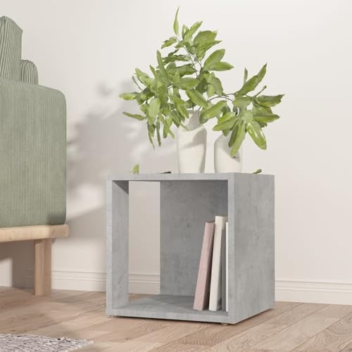 Homgoday Mesita gris cemento 33 x 33 x 34,5 cm de aglomerado, mesa de salón moderna, mesa de salón, mesa auxiliar para oficina o dormitorio