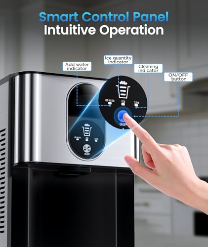 Image of Antarctic Star Countertop Nugget Ice Maker, 2.4L Tank, 44 lbs /24H, Silver | Chewable Pellet Ice Machine with Contactless Dispensing, 2.4L Removable Reservoir and Self-Cleaning for Home or Office