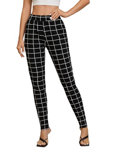Women's Plaid High Casual Waist Long Pants