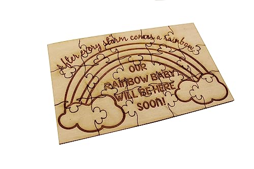 Image of FashionJunkie4Life Rainbow Baby Announcement Puzzle for Pregnancy, Dad, and Grandparents