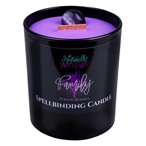 Naturally Wicked Spellbinding Family Candle | Crystal Spell Candle | Scented With Poison Berries | Inc Unique Candle Gift Box Cover