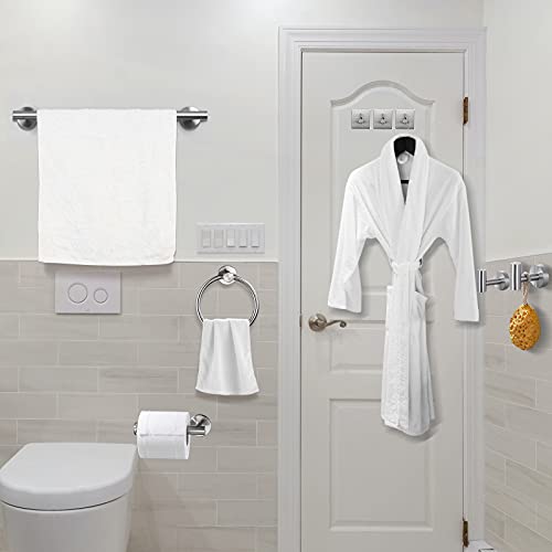Bathroom Hardware Set, Bathroom Towel Rack Set Wall Mount Towel Bar Set Include 16'' Hand Towel Bar, Towel Ring, Toilet Paper Holder, 2 Hook (Silver, 8) #TOP6