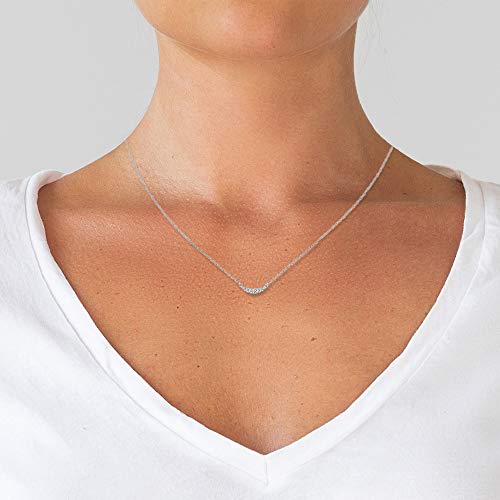 Small Curved Bar Diamond Pendant Necklace For Women In 10K White Gold 1/20Ct (I-J, I3), 17 Inch, By Keepsake #TOP3
