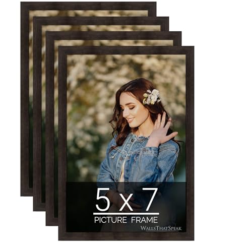 WallsThatSpeak 5x7 Set of 4 Brown Picture Frames, Wall Decor for Art