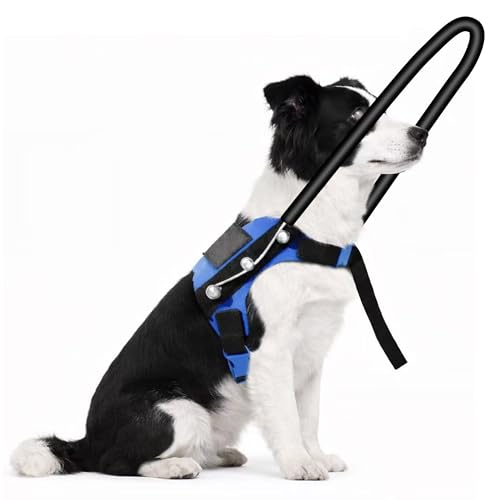 LetPetRun Blind Dog Harness with Protective Halo Ring Adjustable Protective Collar and Navigation Aid for Visually Impaired Dogs Safe Mobility Support Tool (8-9In)
