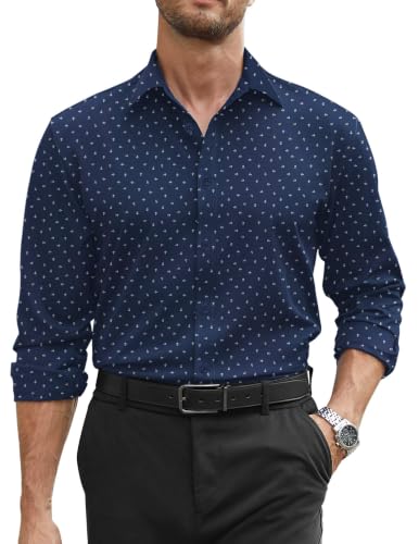 Image of COOFANDY Mens Stretch Dress Shirts Long Sleeve Button Down Shirt Regular Fit Formal Business Shirts