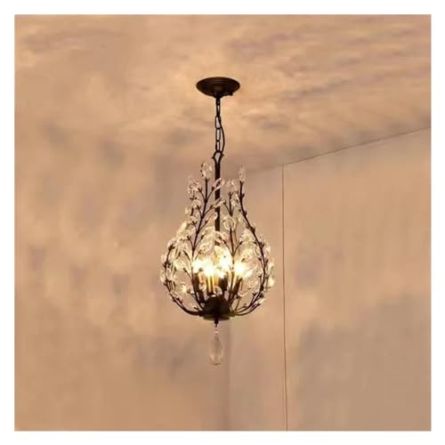 Lustre cristal noir vintage plafonnier luminaire suspendu salon cuisine